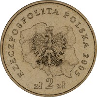 obverse of 2 Złote - Zachodniopomorskie (2005) coin with Y# 563 from Poland. Inscription: RZECZPOSPOLITA POLSKA 2005 zł 2 zł