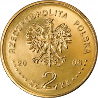 obverse of 2 Złote - Piast Horseman (2006) coin with Y# 576 from Poland. Inscription: RZECZPOSPOLITA POLSKA 20 06 zł 2 zł