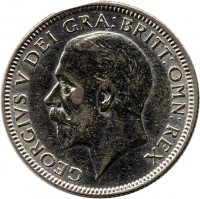 obverse of 1 Shilling - George V (1926 - 1927) coin with KM# 829 from United Kingdom. Inscription: GEORGIVS V DEI:GRA:BRITT:OMN:REX