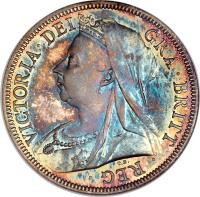 obverse of 1/2 Crown - Victoria - 3'rd Portrait (1893 - 1901) coin with KM# 782 from United Kingdom. Inscription: VICTORIA · DEI GRA · BRITT · REG T.B.