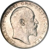 obverse of 1/2 Crown - Edward VII (1902 - 1910) coin with KM# 802 from United Kingdom. Inscription: EDWARDVS VII DEI GRA: BRITT: OMN: REX