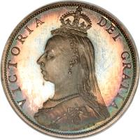 obverse of 1 Florin - Victoria - 2'nd Portrait (1887 - 1892) coin with KM# 762 from United Kingdom. Inscription: VICTORIA DEI GRATIA