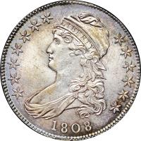 obverse of 1/2 Dollar - Capped Bust Half Dollar (1807 - 1836) coin with KM# 37 from United States. Inscription: LIBERTY 1811