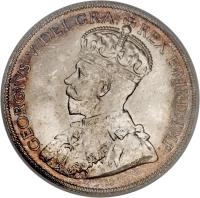 obverse of 50 Cents - George V (1920 - 1936) coin with KM# 25a from Canada. Inscription: GEORGIVS V DEI GRA: REX ET IND:IMP: