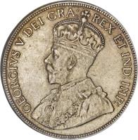 obverse of 50 Cents - George V (1912 - 1919) coin with KM# 25 from Canada. Inscription: GEORGIVS V DEI GRA: REX ET IND:IMP: