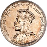 obverse of 1 Dollar - George V - Silver Jubilee (1935) coin with KM# 30 from Canada. Inscription: GEORGIVS V REX IMPERATOR ANNO REGNI XXV