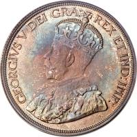 obverse of 1 Dollar - George V - With DEI GRATIA (1936) coin with KM# 31 from Canada. Inscription: GEORGIVS V DEI GRA: REX ET IND:IMP: