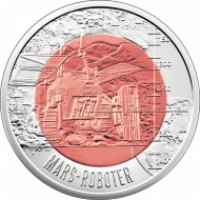 reverse of 25 Euro - Robotics (2011) coin with KM# 3204 from Austria. Inscription: 1150 1200 1250 1350 1400 MARS-ROBOTER