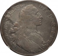 obverse of 1 Conventionsthaler - Maximilian III Joseph - Madonnentaler (1760 - 1777) coin with KM# 519 from German States. Inscription: D.G.MAX.IOS.U.B. D.S.R.I.A.&EL.L.L.