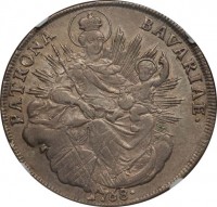 reverse of 1 Conventionsthaler - Maximilian III Joseph - Madonnentaler (1760 - 1777) coin with KM# 519 from German States. Inscription: PATRONA BAVARIAE. 1770.