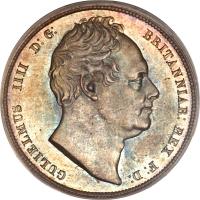 obverse of 1/2 Crown - William IV (1831 - 1837) coin with KM# 714 from United Kingdom. Inscription: GULIELMUS IIII D: G: BRITANNIAR: REX F: D: