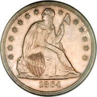 obverse of 1 Dollar - Seated Liberty (1840 - 1866) coin with KM# 71 from United States. Inscription: 1845 LIBERTY