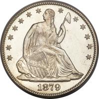 obverse of 1/2 Dollar - Seated Liberty Half Dollar; Without date arrows; With drapery (1875 - 1891) coin with KM# A99 from United States.