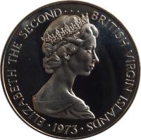 obverse of 50 Cents - Elizabeth II - 2'nd Portrait (1973 - 1984) coin with KM# 5 from British Virgin Islands. Inscription: ELIZABETH THE SECOND · · · BRITISH VIRGIN ISLANDS · 1973 ·