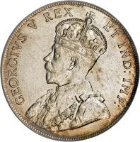 obverse of 50 Cents - George V - Without DEI GRATIA (1911) coin with KM# 19 from Canada. Inscription: GEORGIVS V REX ET IND:IMP: