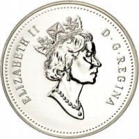 obverse of 1 Dollar - Elizabeth II - Henry Kelsey (1990) coin with KM# 170 from Canada. Inscription: ELIZABETH II D.G.REGINA