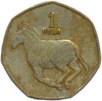 reverse of 1 Pula (1991 - 2007) coin with KM# 24 from Botswana. Inscription: 1 PULA