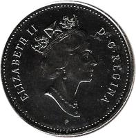 obverse of 50 Cents - Elizabeth II - 3'rd Portrait (2001 - 2003) coin with KM# 509 from Canada. Inscription: ELIZABETH II D · G · REGINA