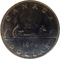 reverse of 1 Dollar - Elizabeth II - 2'nd Portrait (1978 - 1987) coin with KM# 120 from Canada. Inscription: CANADA 1978 DOLLAR