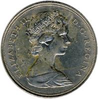 obverse of 1 Dollar - Elizabeth II - 2'nd Portrait (1968 - 1976) coin with KM# 76 from Canada. Inscription: ELIZABETH II D · G · REGINA