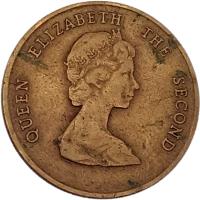 obverse of 1 Dollar - Elizabeth II - 2'nd Portrait (1981 - 1986) coin with KM# 15 from Eastern Caribbean States. Inscription: QUEEN ELIZABETH THE SECOND