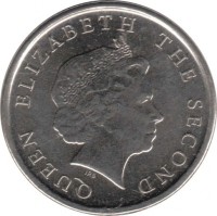 obverse of 10 Cents - Elizabeth II - Magnetic; 4'th Portrait (2009 - 2014) coin with KM# 37a from Eastern Caribbean States. Inscription: QUEEN ELIZABETH THE SECOND