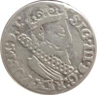 obverse of 3 Grosze - Sigismund III (1618 - 1624) coin with KM# 31 from Polish–Lithuanian Commonwealth. Inscription: SIG.III.D.G.REX.POL.MDL