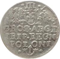 reverse of 3 Grosze - Sigismund III (1618 - 1624) coin with KM# 31 from Polish–Lithuanian Commonwealth. Inscription: III 1623 GROS.ARGE TRIP.REGN POLONI