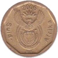 obverse of 10 Cents - SUID AFRICA (2006) coin with KM# 487 from South Africa. Inscription: Suid Afrika 2006 ALS