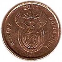 obverse of 5 Cents - AFURIKA TSHIPEMBE (2011) coin with KM# 500 from South Africa. Inscription: 2011 Afurika Tshipembe ALS