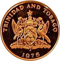 obverse of 1 Cent - Elizabeth II (1974 - 1976) coin with KM# 25 from Trinidad and Tobago. Inscription: TRINIDAD AND TOBAGO 1976