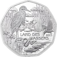 obverse of 5 Euro - Land des Wassers (2013) coin with KM# 3222a from Austria. Inscription: LAND DES WASSERS 2013 TP