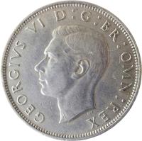 obverse of 1/2 Crown - George VI - With IND:IMP (1947 - 1948) coin with KM# 866 from United Kingdom. Inscription: GEORGIUS VI D: G: BR: OMN: REX