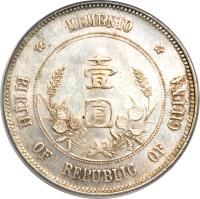 reverse of 1 Yuan - Sun Yat-sen - Sun Yat-sen Founding of the Republic (1912) coin with Y# 318 from China.