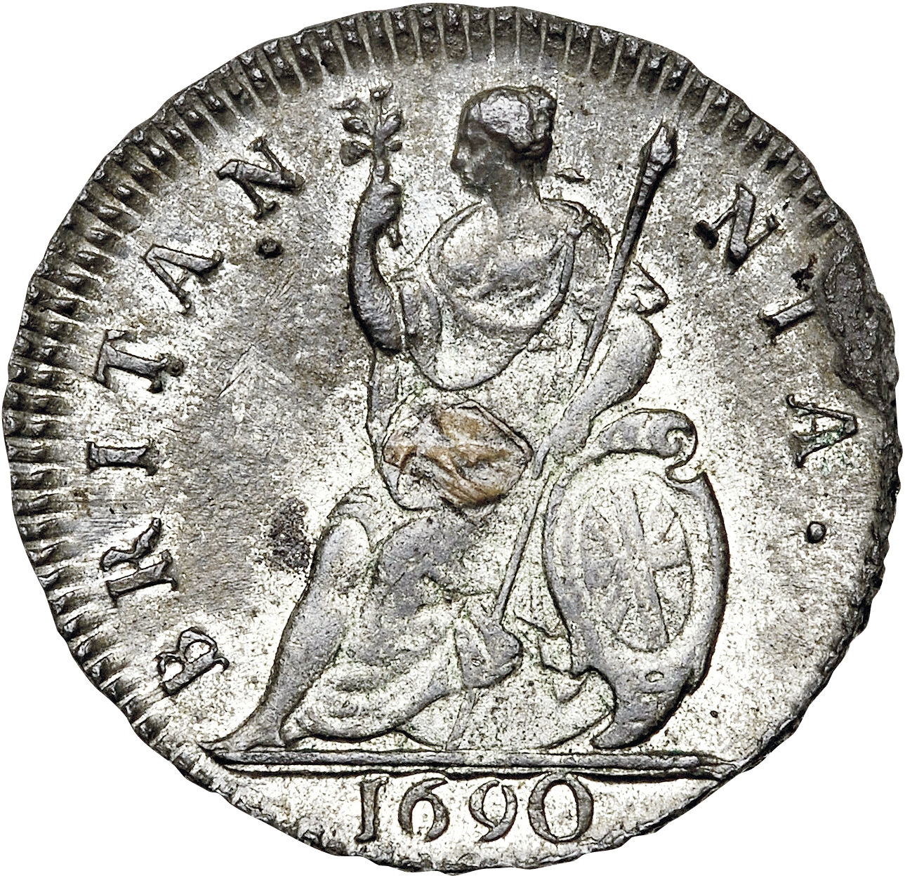 Английская мелочь 5 букв. Монеты 1690 года. 1690-1694го.