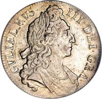 obverse of 1 Crown - William III (1695 - 1696) coin with SP# 3470 from England. Inscription: GVLIELMUS · III · DEI · GRA