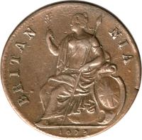 reverse of 1/2 Penny - Charles II (1672 - 1675) coin with SP# 3393 from England. Inscription: BRITAN NIA · 1673