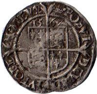 reverse of 1 Penny - Elizabeth I (1565 - 1578) coin with SP# 2570 from England.