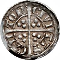 reverse of 1 Penny - Edward I - Long Cross (1282 - 1289) coin with SP# 1419 from England. Inscription: CIVI | TAS | CAN | TOR