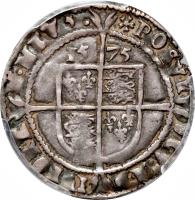 reverse of 6 Pence - Elizabeth I (1573 - 1575) coin with SP# 2563 from England.