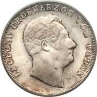 obverse of 2 Gulden - Leopold (1846 - 1852) coin with KM# 222 from German States. Inscription: LEOPOLD GROSHERZOG VON BADEN