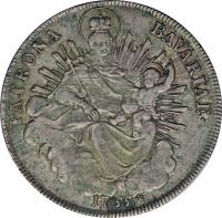 reverse of 1 Thaler - Maximilian III Joseph (1753 - 1759) coin with KM# 500 from German States. Inscription: PATRONA BAVARIAE · 1755