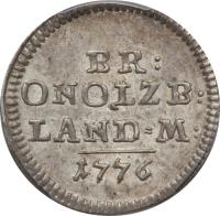 reverse of 2 1/2 Kreuzer - Alexander (1767 - 1779) coin with KM# 277 from German States. Inscription: BR:ONOLZB:LAND M. 1778