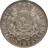 obverse of 36 Grote (1840 - 1859) coin with KM# 233 from German States. Inscription: FREIE HANSESTADT BREMEN