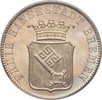 obverse of 12 Grote (1859 - 1860) coin with KM# 242 from German States. Inscription: FREIE HANSESTADT BREMEN