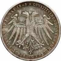 obverse of 2 Gulden - Archduke Johann - Archduke Johann of Austria Elected as Vicar (1848) coin with KM# 338 from German States. Inscription: * CONSTITUIRENDE VERSAMMLUNG I.D.F. STADT FRANKFURT 18. MAI 1848