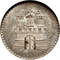 obverse of 1 Schilling (1855) coin with KM# 586 from German States.