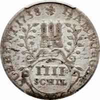 reverse of 4 Schilling - Karl VI (1725 - 1738) coin with KM# 359 from German States.