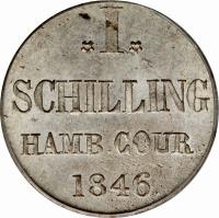 reverse of 1 Schilling Courant (1846) coin with KM# 566 from German States.