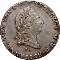 obverse of 2/3 Thaler - George III (1813 - 1814) coin with KM# 100 from German States. Inscription: GEORGIUS III D.G.BRITANNIARUM REX.F.D.